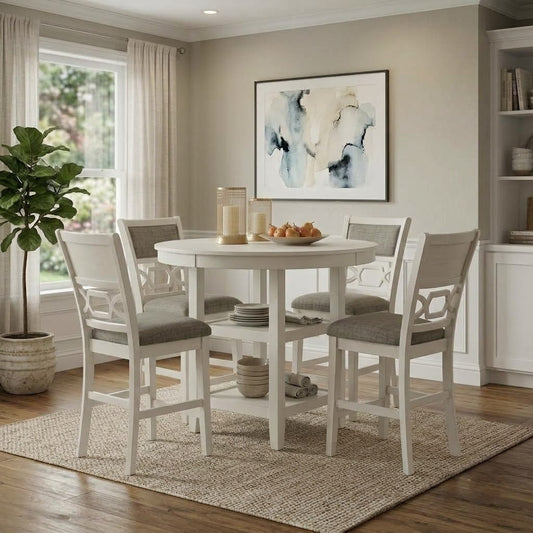 1. PRITI white kitchen counter table set for casual dining
