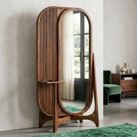 Dark Walnut Sheesham Wood Full Body Dressing Mirror