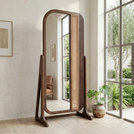 Dark Walnut Sheesham wood full body mirror for bedroom