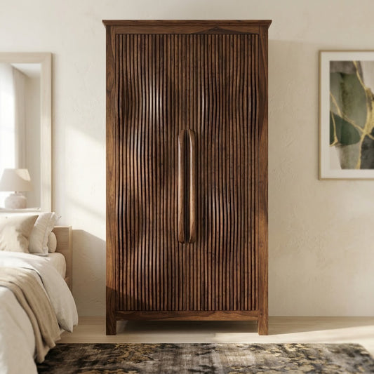 Dark Walnut Sheesham wooden cupboard for bedroom storage