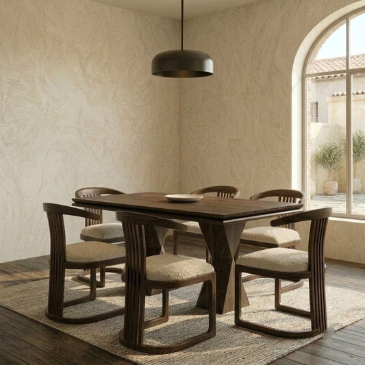 PRITI Dark Walnut Sheesham dining set with six chairs