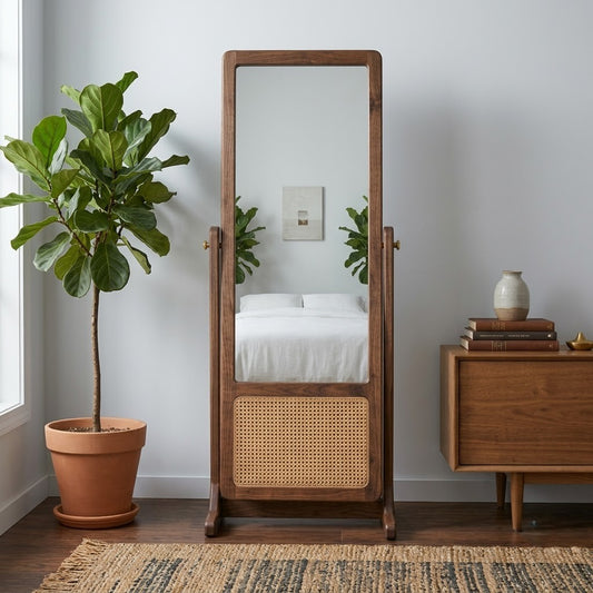 PRITI Dark Walnut Sheesham full body mirror for bedroom