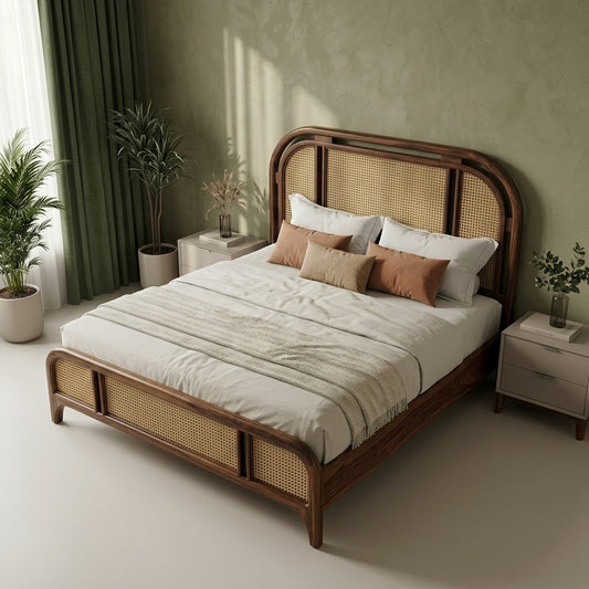 PRITI Dark Walnut Sheesham wood king bed