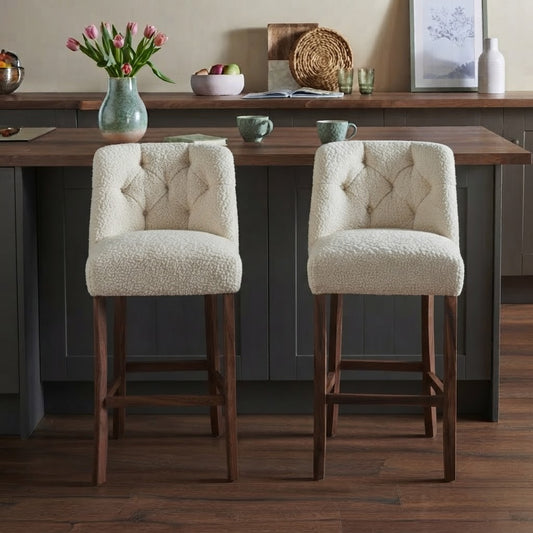 PRITI Home Cream Boucle Bar Stool
