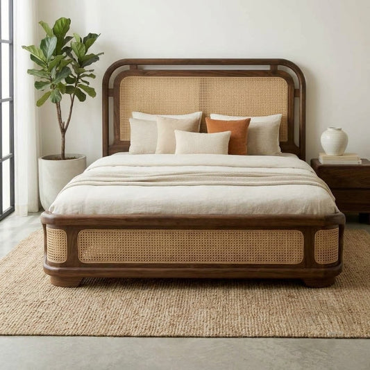 PRITI Sheesham Wood King Size Bed – Dark Walnut Finish