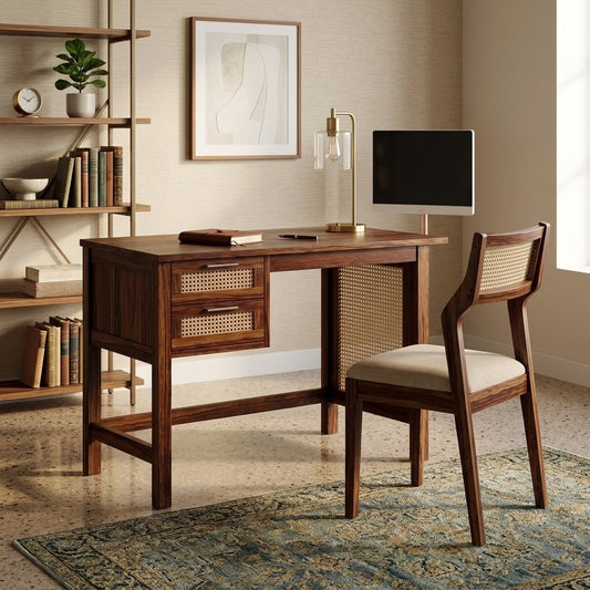 PRITI Sheesham Wood Study Table with Wooden Chair for Students