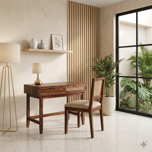 PRITI Sheesham Wood Writing Desk Chair Combo for Home