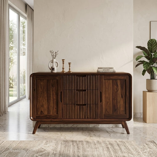 PRITI Solid Sheesham Sideboard with Drawers & Cabinets