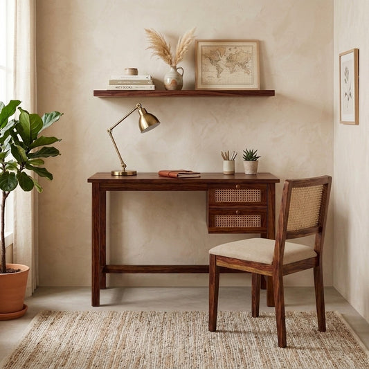 PRITI Wooden Computer Desk and Chair Combo