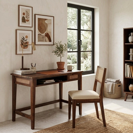 PRITI Wooden Study Table and Chair Combo for Students, Kids & Professionals
