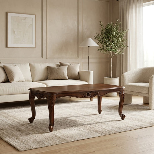PRITI classical wooden center table with veneer tabletop