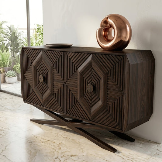 PRITI wooden sideboard with drawers and shelves