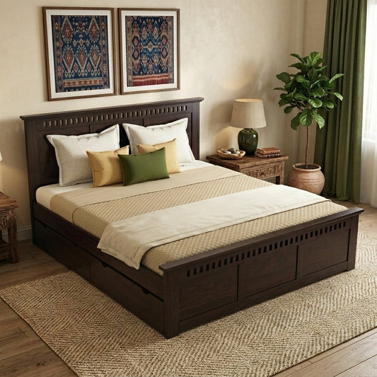 Toulon Wooden King Size Drawer Storage Bed
