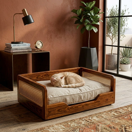 PRITI Solid Sheesham Wood Pet Daybed | Cat Bed | Dog Bed