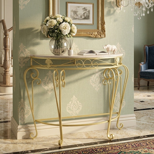 PRITI Metal Top Console Table