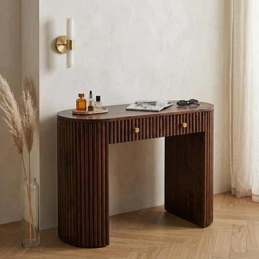 PRITI Mango Wood Dressing Table Console - Walnut