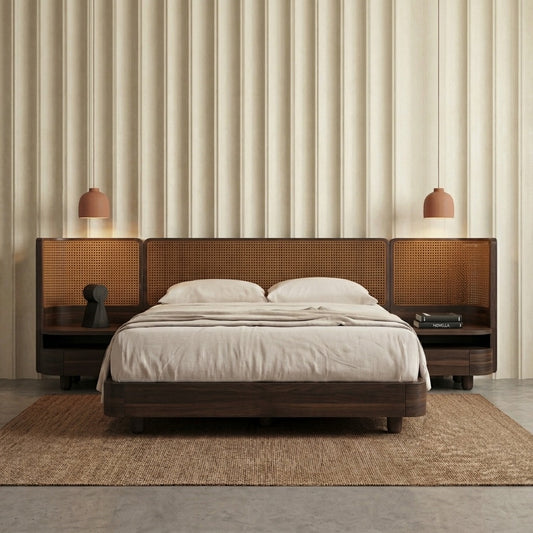 PRITI Cane Panel Bed-Queen