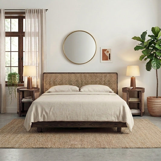 PRITI Cane Bed-Queen