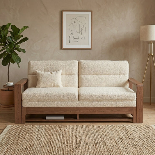 PRITI Sofa Cum Bed with Wide Armrest and Storage Shelf
