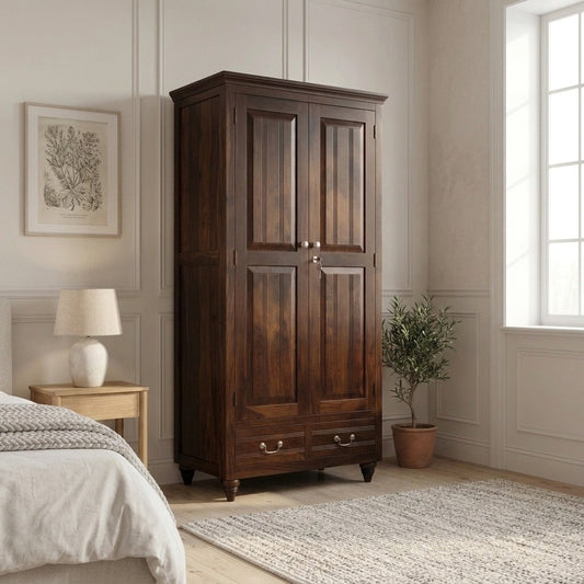 PRITI Solid Wood Two Doors Wardrobe