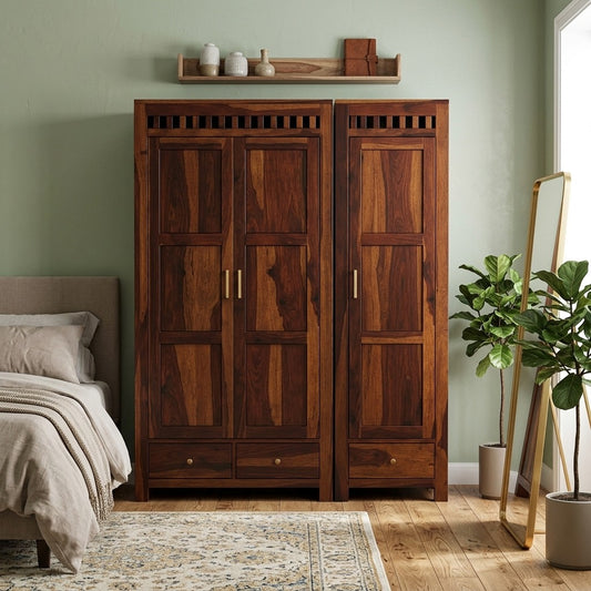 PRITI sheesham wood 3 door wardrobe