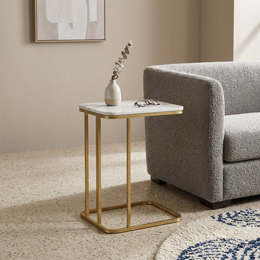 PRITI Metal Side Table with Marble