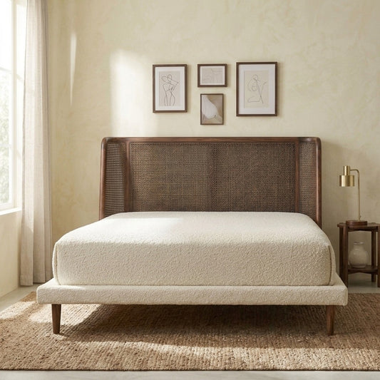 PRITI Curved Headboard Rattan Bed- All Sizes