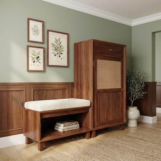 PRITI Solid Wood Sheesham Shoe Rack (walnut sheesham finish)