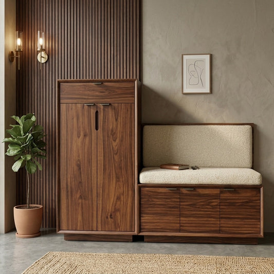 PRITI Solid Wood Sheesham Shoe Rack (walnut sheesham finish)