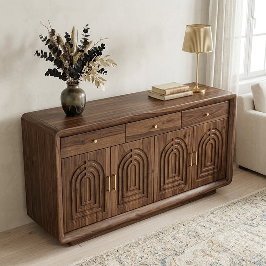 PRITI Sheesham Wood Cabinet and Sideboard (Sheesham dark walnut finish)