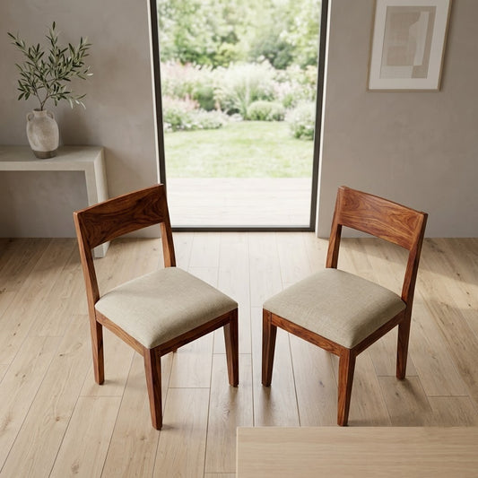 PRITI Sheesham Wood Dining Chairs - Set of 2 (Honey Finish)