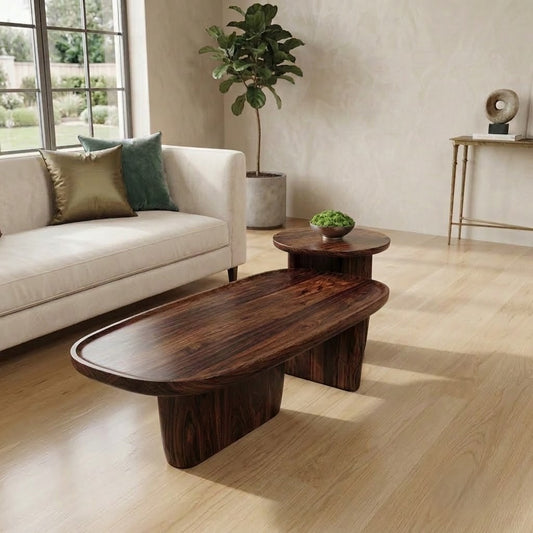 PRITI Solid Wood Coffee Table In Walnut Finish