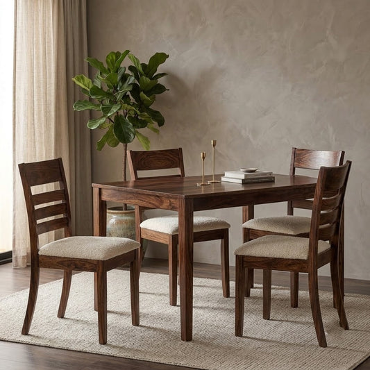 PRITI 4 Seater Solid Wood Dining Table Set