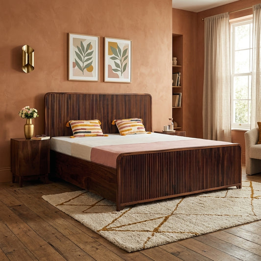 PRITI Solid Wood Storage Bed