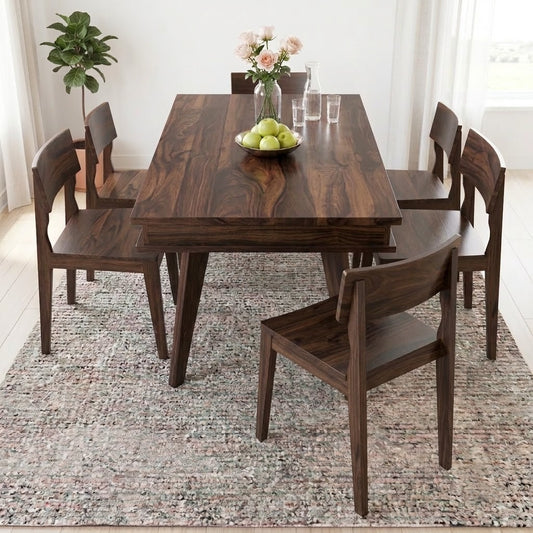 PRITI : Pasig Modern Rustic Solid Wood Dining Table and 6 Chair Set