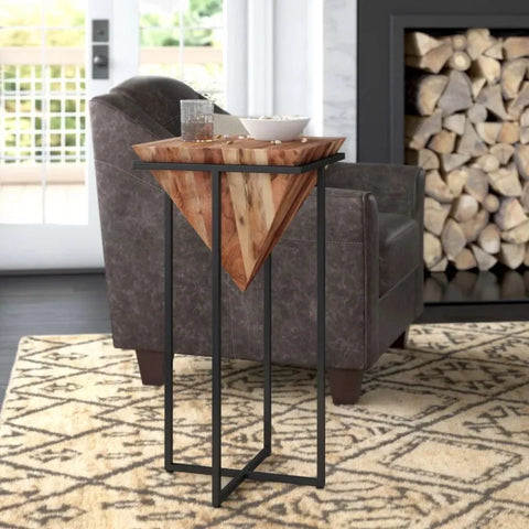 Bamako Solid Wood Pyramid End Table