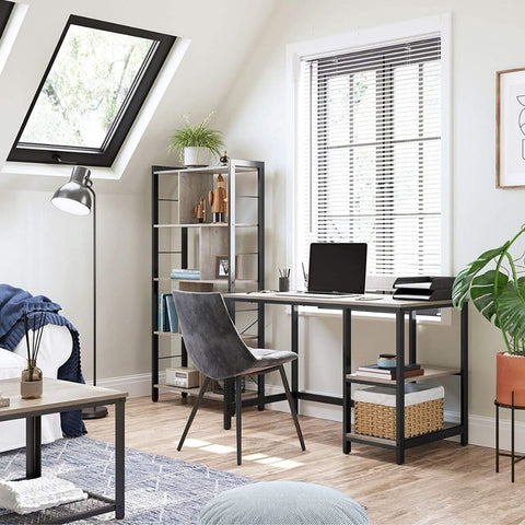 Multipurpose Wood Finish Computer Study Desk Provides 2 Tier Storage