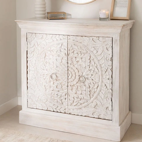 Henna Solid Wood White 2 Door Sideboard