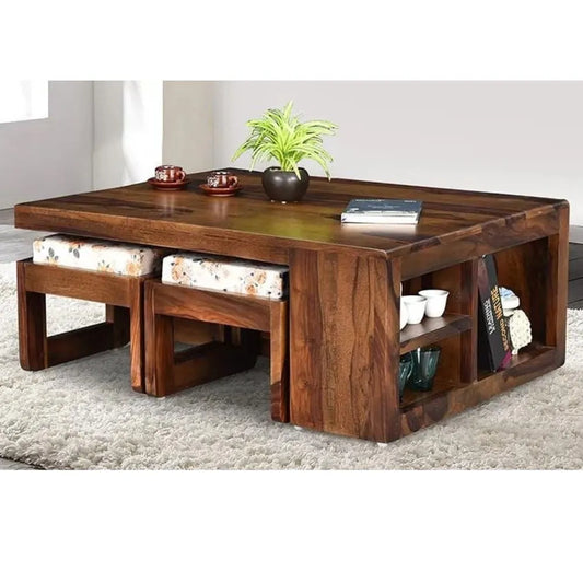 Strasbourg Solid Wood 4 Stool Center Table