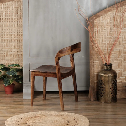 Sagrada Solid Wood Chair with Arm Rest (Set of 2)