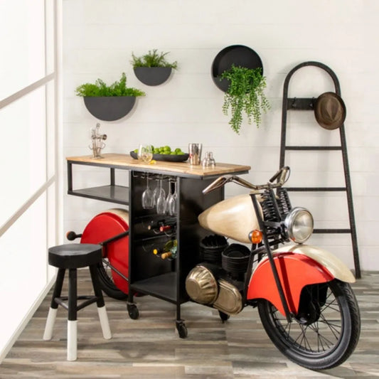 Motorcycle Wine Rack Reclaimed Wooden Furniture | Bar Furniture