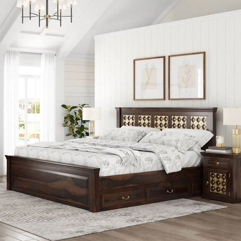 Priti : Diamond Empire Solid Wood Storage Platform Captains Bed