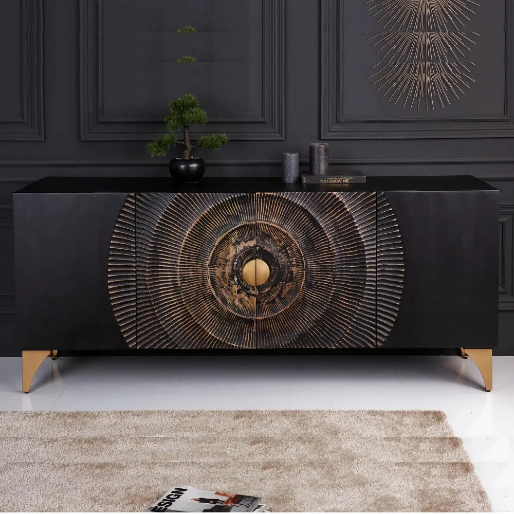 Golden Sunset 4 Door Wooden Sideboard