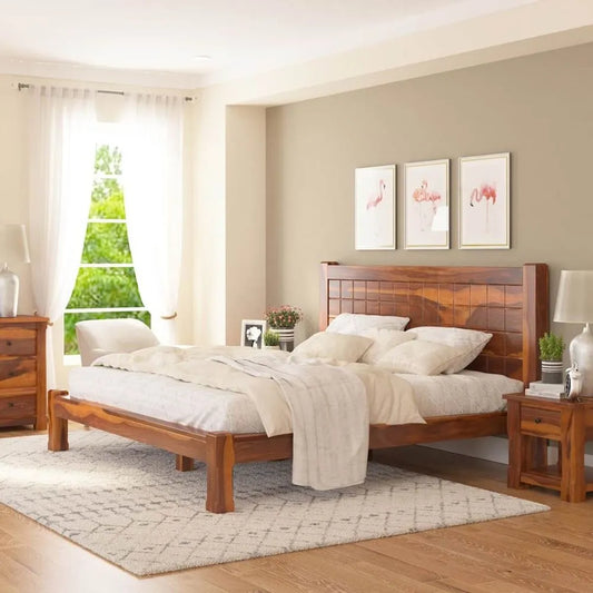 Priti : Austin Solid Wood Platform Bed