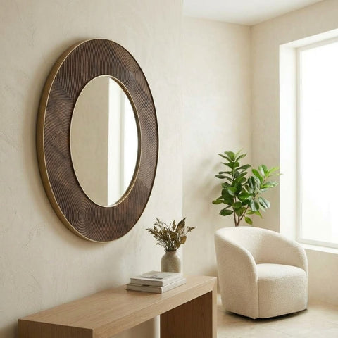 1. PRITI minimalist round wall mirror for stylish home decor