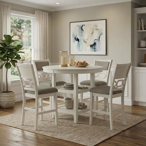 1. PRITI white kitchen counter table set for casual dining