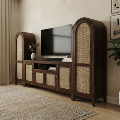 100-inch Dark Walnut Sheesham wood entertainment unit with storage