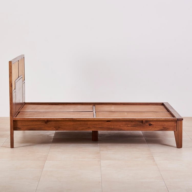 PRITI Cane Connection Wooden Queen Bed - Brown