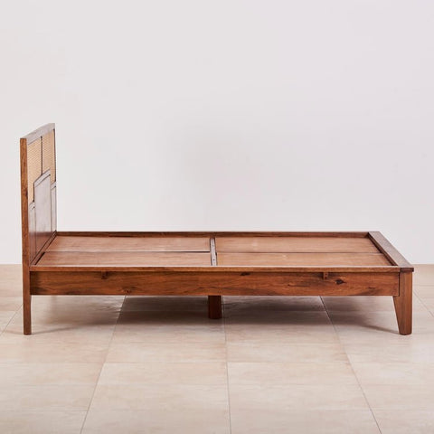 PRITI Cane Connection Wooden Queen Bed - Brown