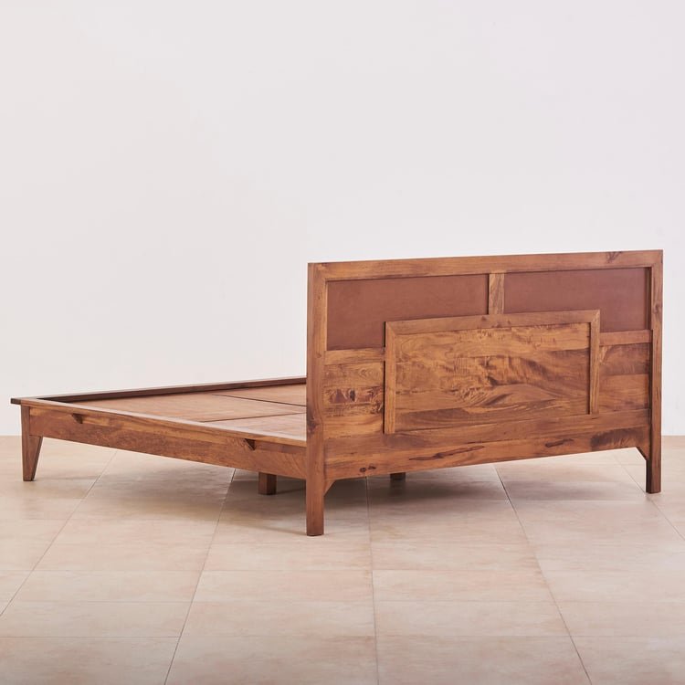 PRITI Cane Connection Wooden Queen Bed - Brown